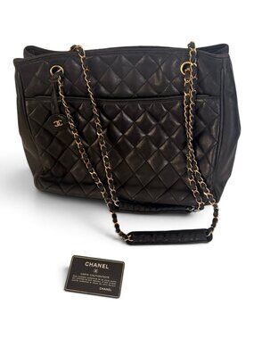 CHANEL LAMBSKIN SHOULDER BAG, LAGERFIELD CLASSIC TOTE